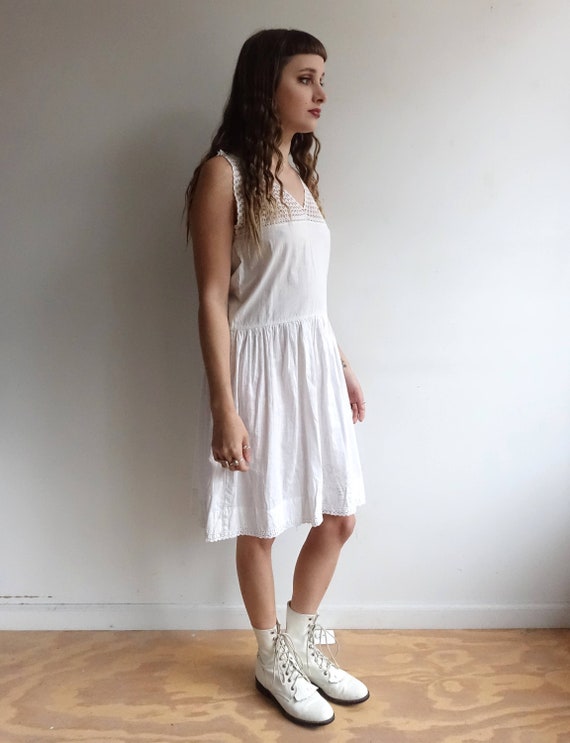 Antique Edwardian Crochet and Cotton Chemise Dress