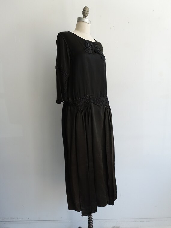 1920s Black Beaded Gown/ 20s Deco Flapper Drop Wa… - image 5
