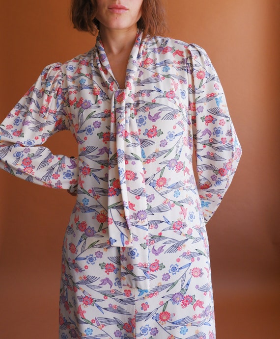 Vintage 70s Puff Sleeve Maxi Dress/ 1970s Kimono … - image 8