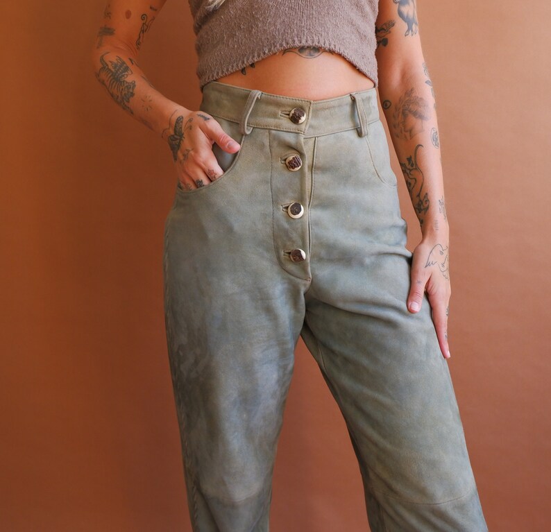 Vintage Suede Lederhosen Pants/ High Waisted Leather Bavarian Trousers/Hammerschmid/ Size Small 27 image 3