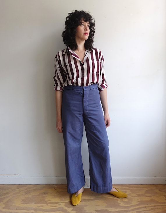 Vintage Overdyed Sailor Trousers/Hand Dyed Button