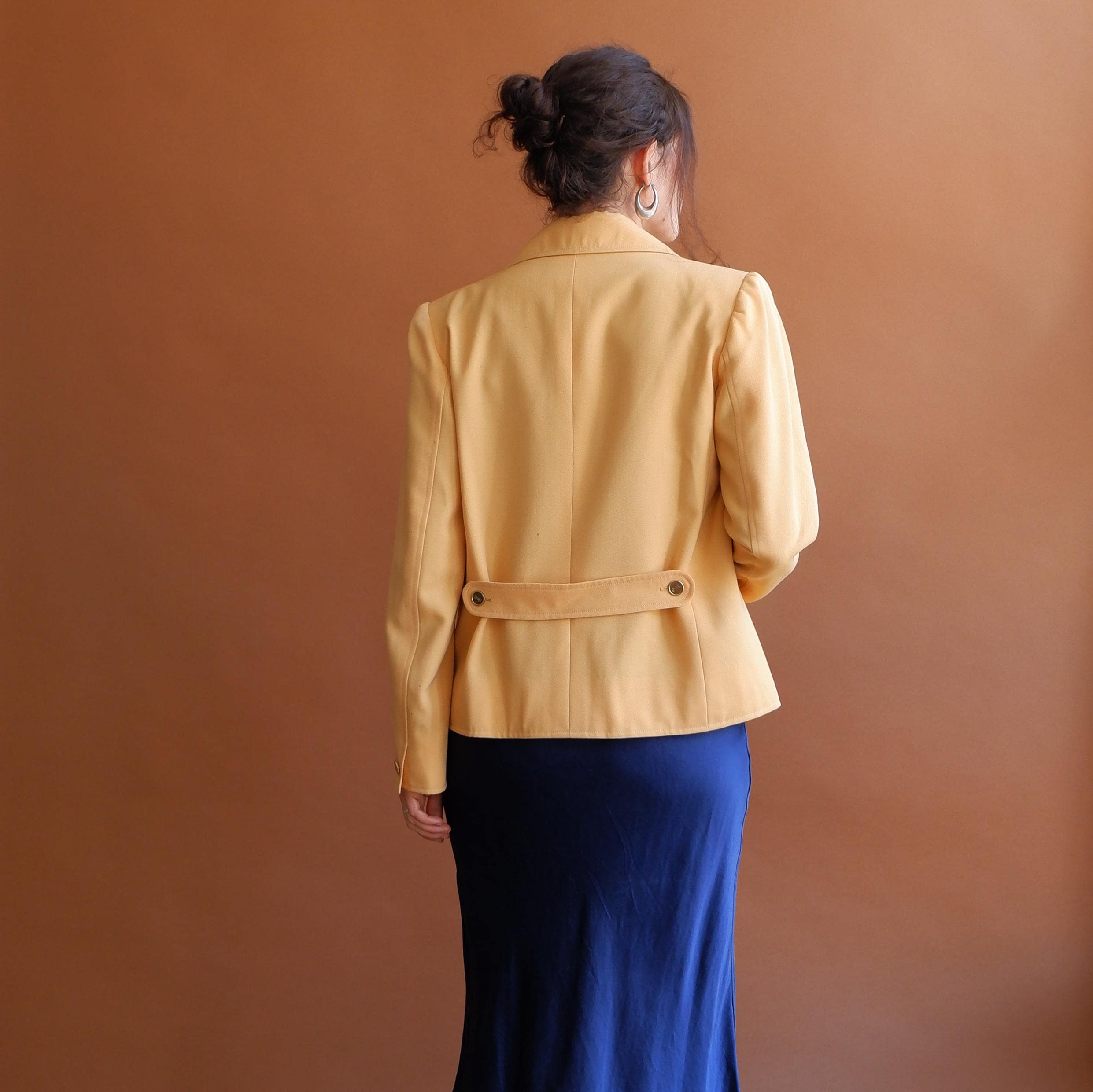 Vintage 80s Yves Saint Laurent Yellow Blazer Jacket/ 1980s YSL