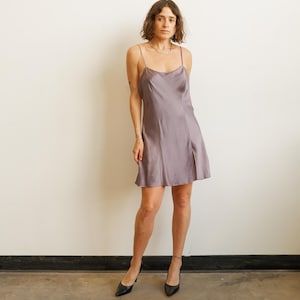 short grey silk dress Gray Silk Mini Slip Dress