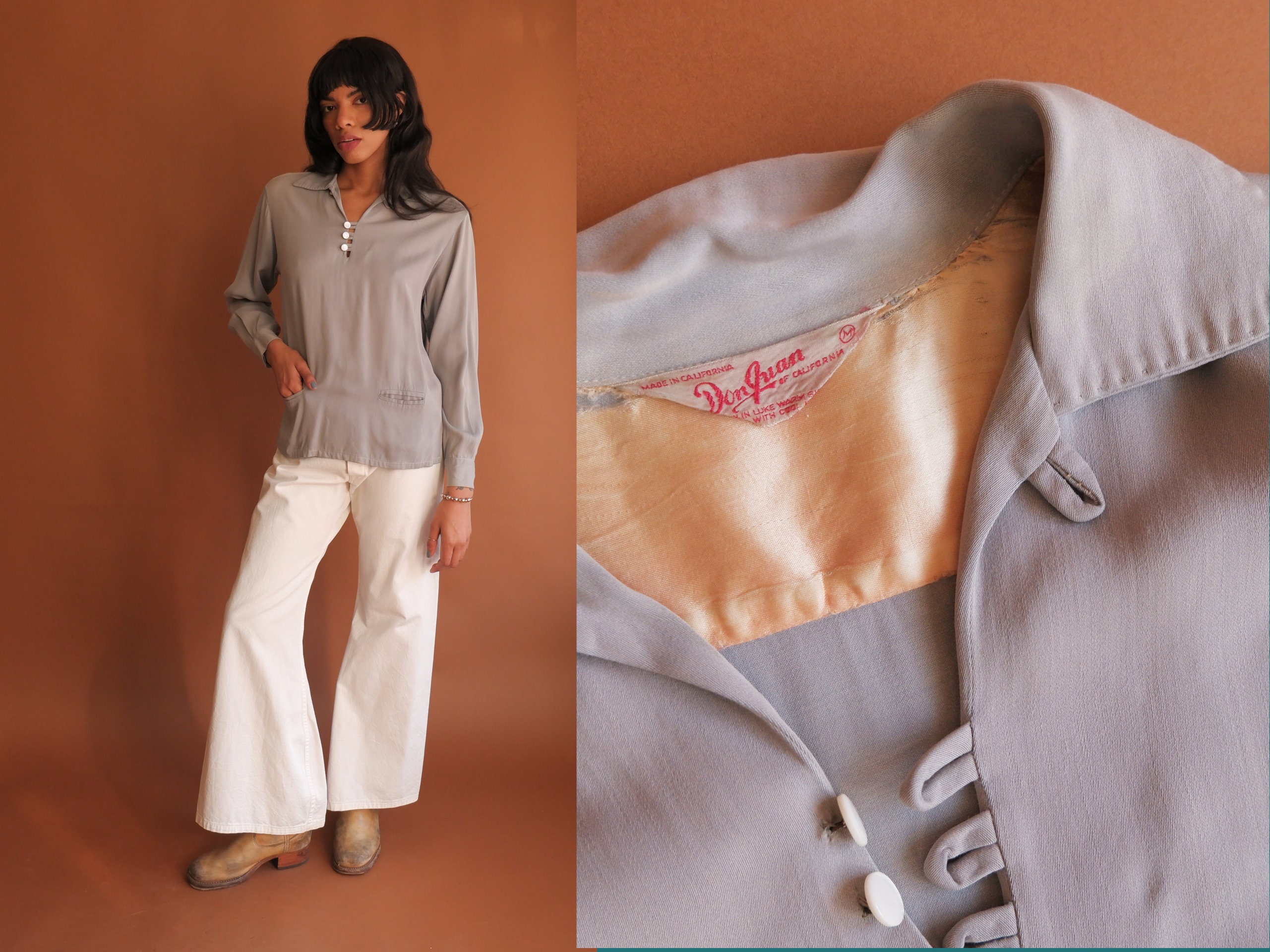 1940s Style Gabardine Shirt - Etsy 1940s Style Gabardine Shirt - Etsy