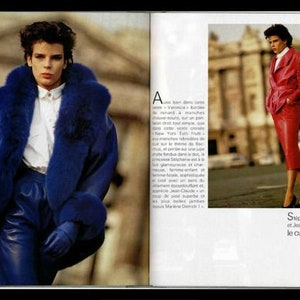 Vintage 80s Jean Claude Jitrois Leather and Fur Cocoon Coat/ Fox Fur Dolman Sleeve image 10