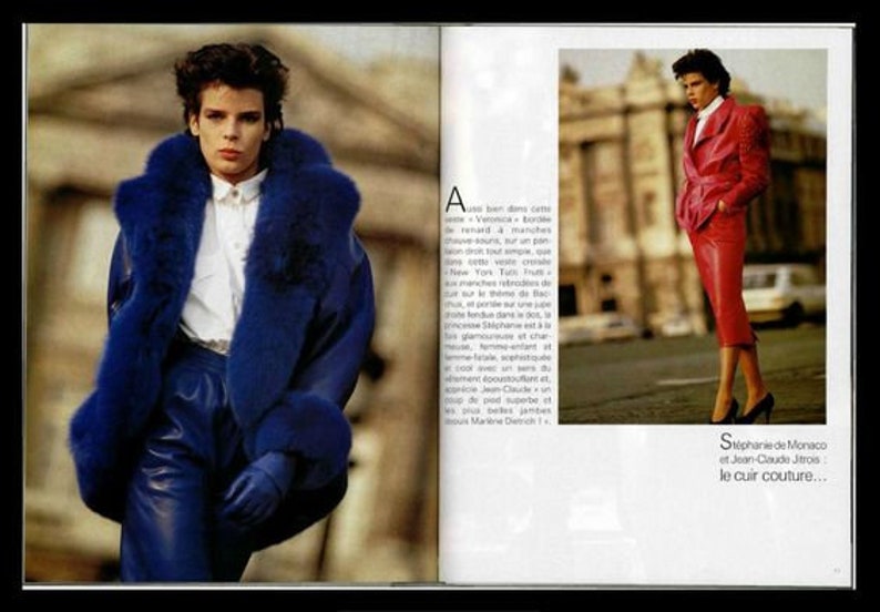 Vintage 80s Jean Claude Jitrois Leather and Fur Cocoon Coat/ Fox Fur Dolman Sleeve image 10