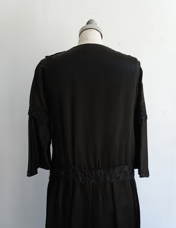1920s Black Beaded Gown/ 20s Deco Flapper Drop Wa… - image 8