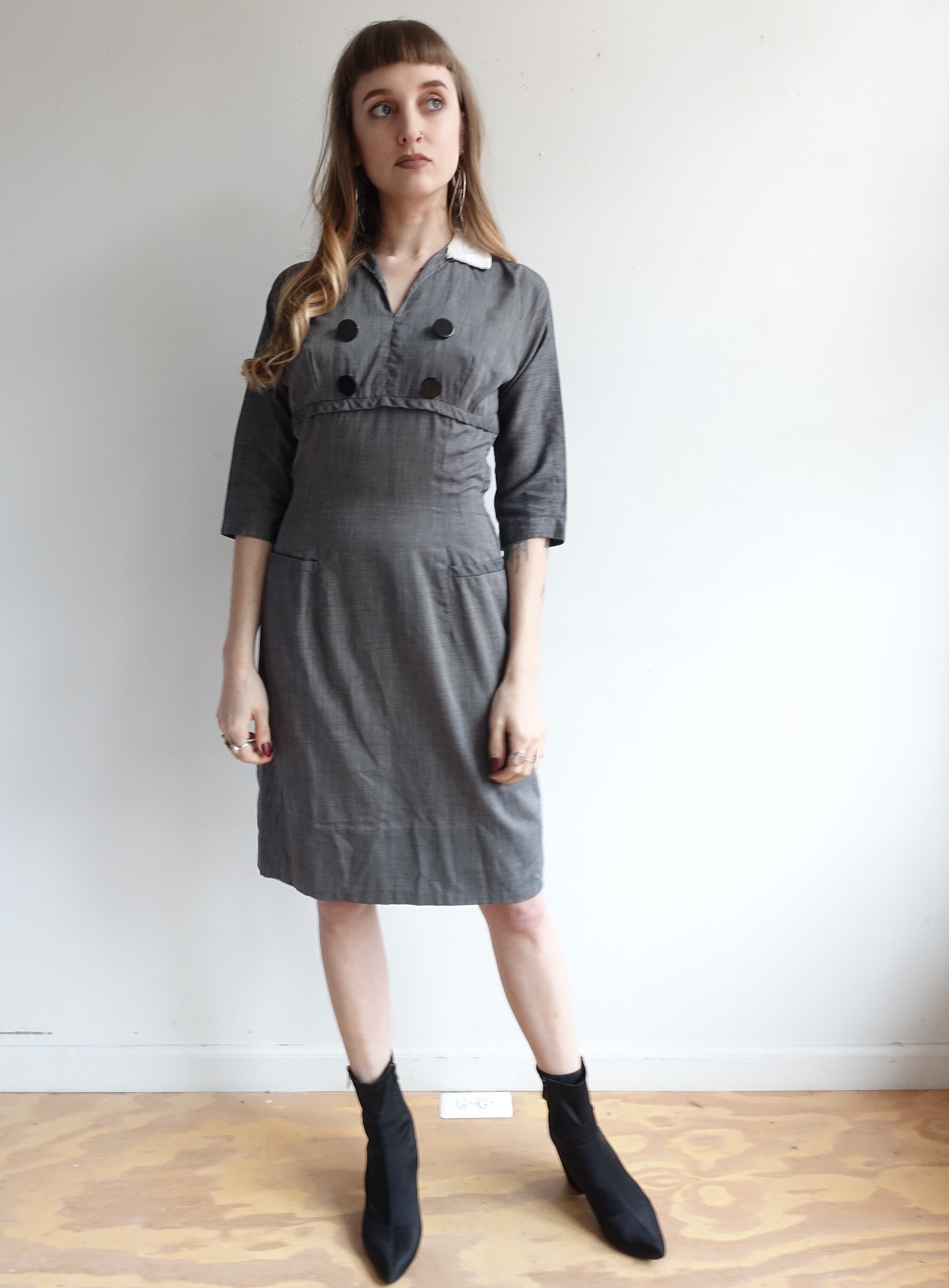 grey 50s dress