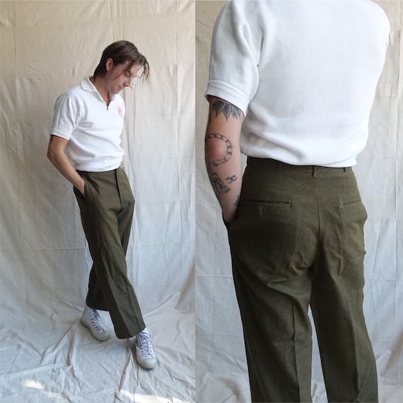 Vintage 40s Field Trousers/ 1940s Wool Army Pants/