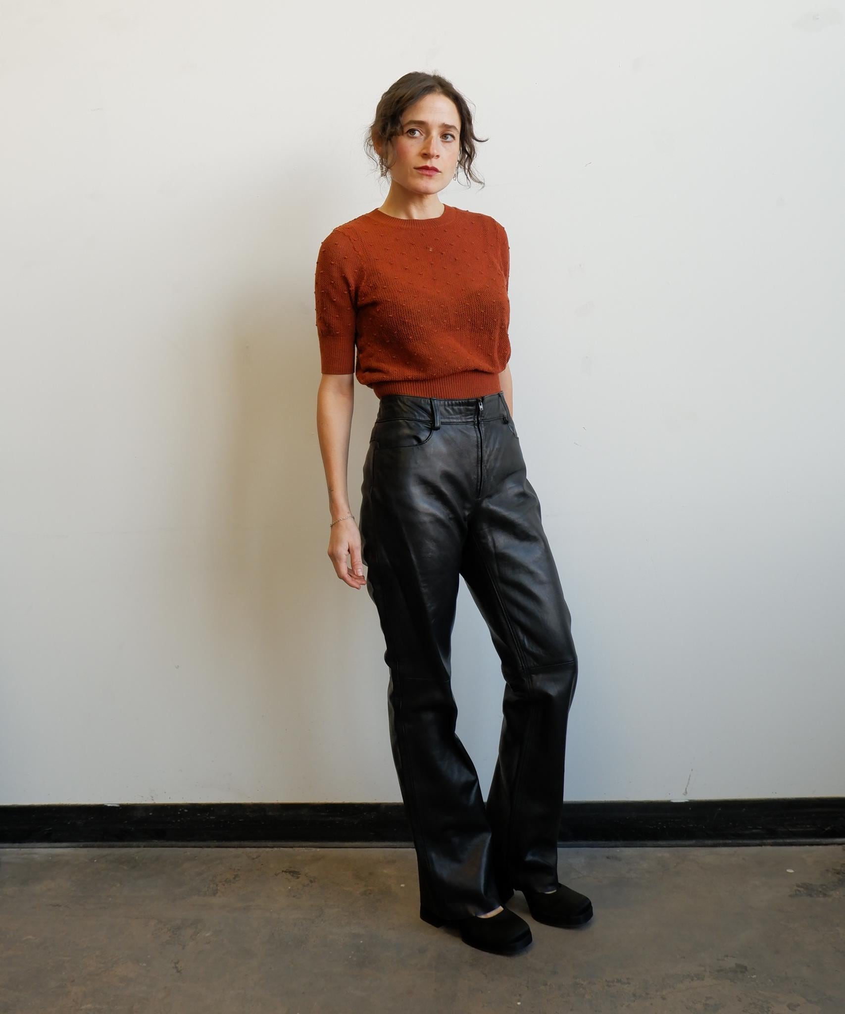 ビンテージ　レザーパンツ・ズボン Vintage Black Leather Zip Front Pants/ Size Medium - Etsy