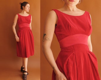 Vintage 50s Velvet Cocktail Dress/ 1950s Sleeveless New Look Holiday Dress/ Size Small