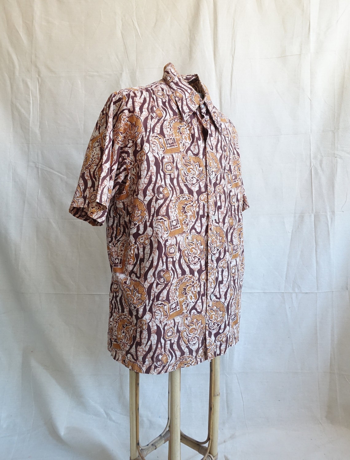 Vintage 70s Batik Cotton Shirt/ 1970s Hippie Wax Resist | Etsy