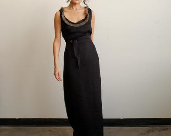 Vintage Paul Smith Black Dress with Fur and Lace Trim/ Size Medium 40