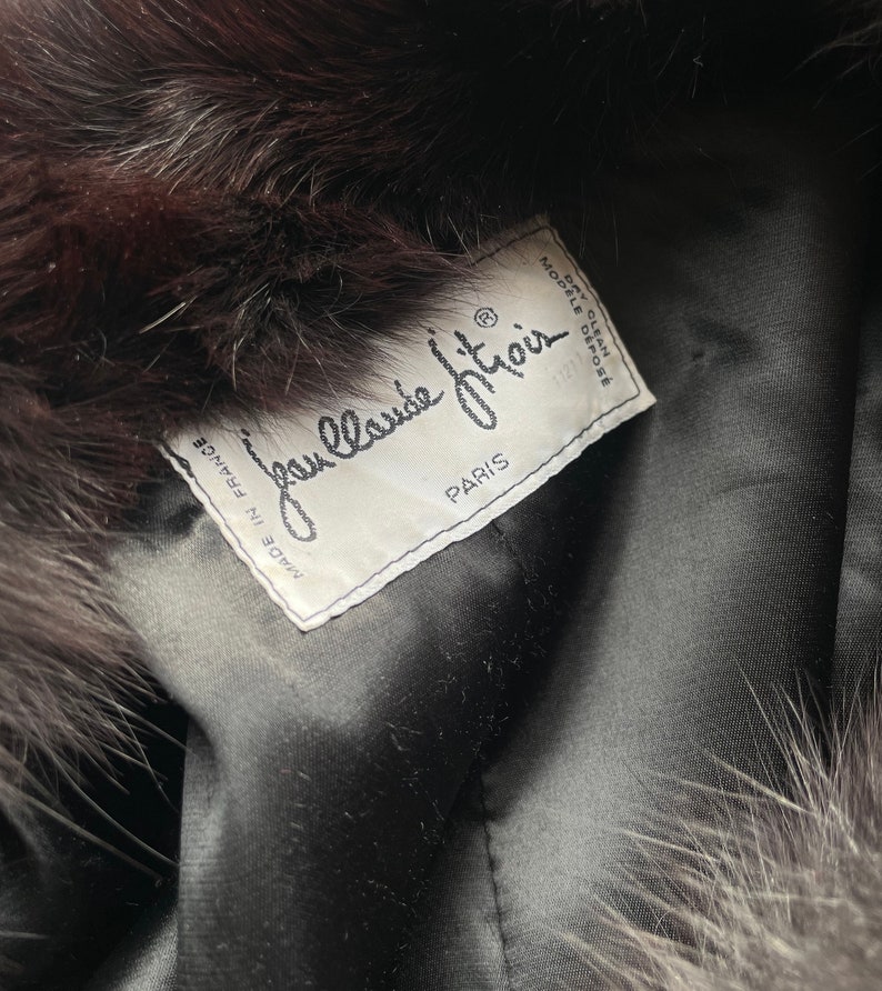 Vintage 80s Jean Claude Jitrois Leather and Fur Cocoon Coat/ Fox Fur Dolman Sleeve image 9