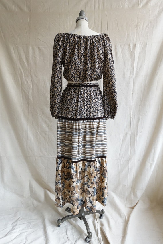 Vintage 70s Two Piece Prairie Set/ 1970s High Wai… - image 10