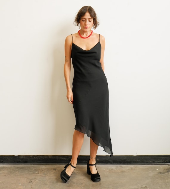 asymmetrical cowl neck slip dress VENUS Cowl Neck Slip Dress | Navy main image 1