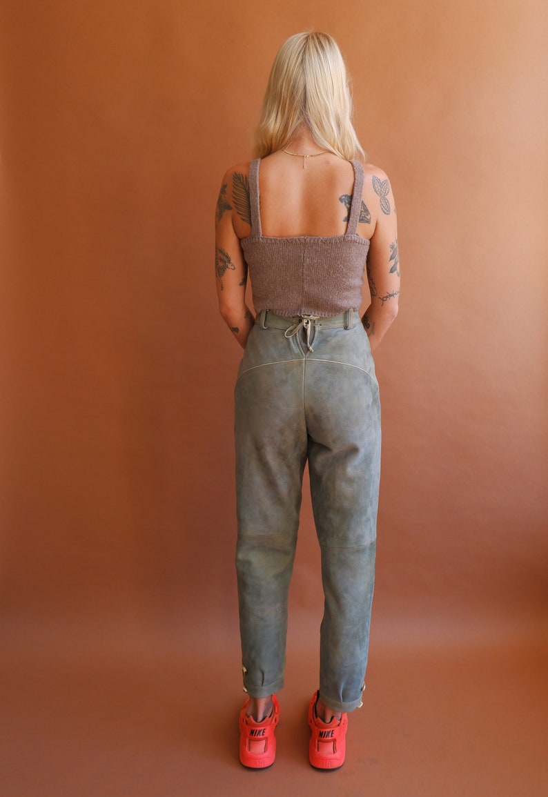 Vintage Suede Lederhosen Pants/ High Waisted Leather Bavarian Trousers/Hammerschmid/ Size Small 27 image 5