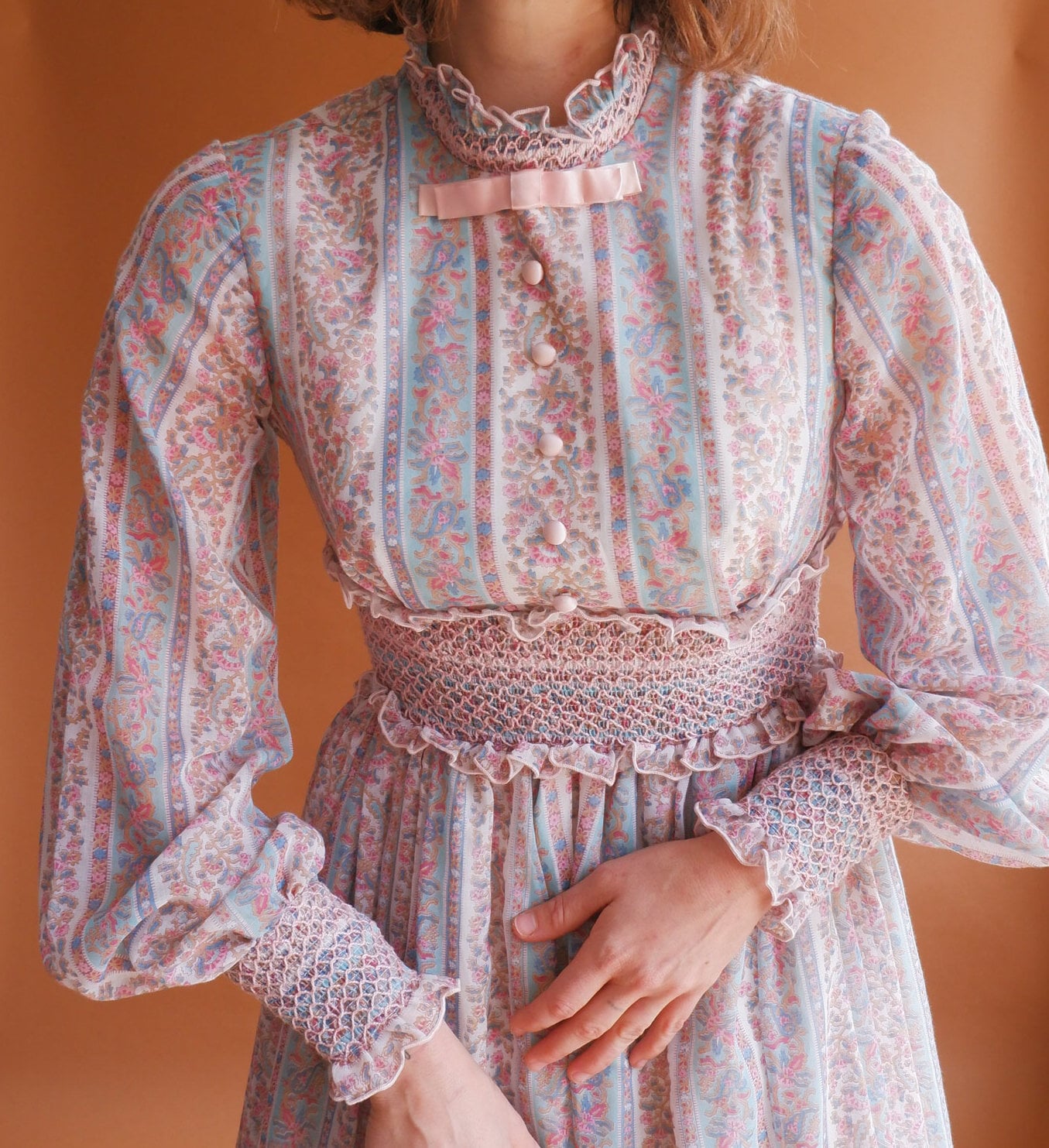 Vintage 70s Smocked Prairie Dress/ Long Sleeve Boho Floral Vintage 70s Smocked Prairie Dress/ Long Sleeve Boho Floral