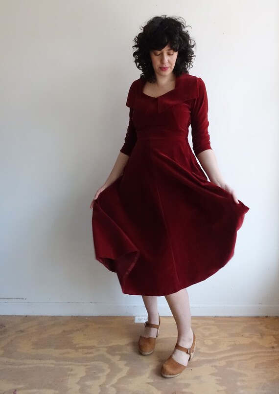 velvet dark red dress