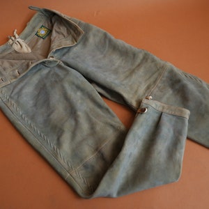 Vintage Suede Lederhosen Pants/ High Waisted Leather Bavarian Trousers/Hammerschmid/ Size Small 27 image 6