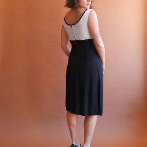 Vintage 60s Black White Scalloped Dress/ Size Medium image 5