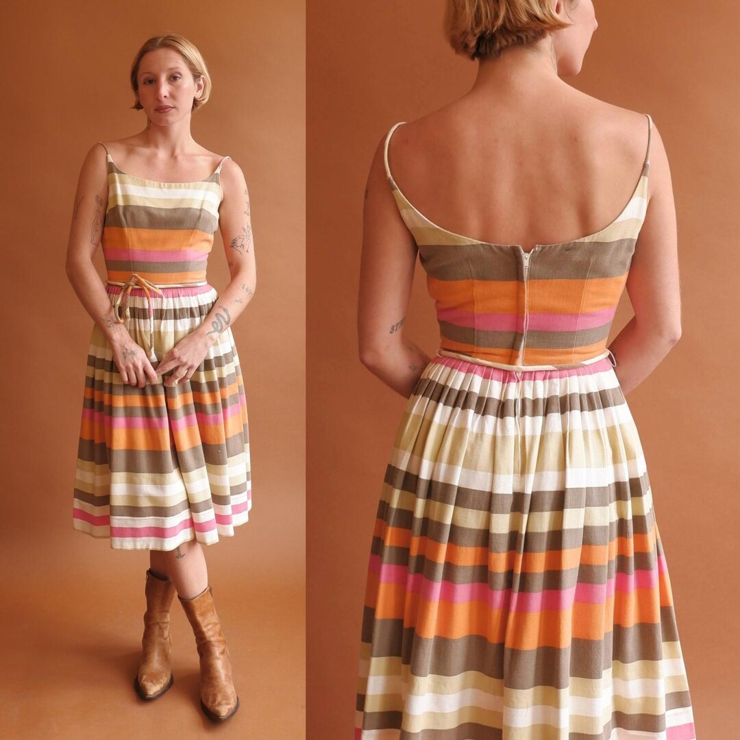 1960s Sunset Stripe Dress | XS/S