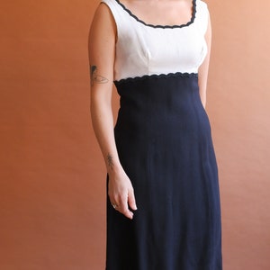 Vintage 60s Black White Scalloped Dress/ Size Medium image 7