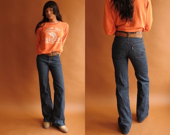 Vintage 70s Dark Wash Levis Bell Bottoms/ 1970s Flared Denim/ Size XS 26 Tall