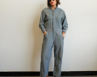 Mono de trabajo vintage de los años 80 en sarga de espiga / Talla mediana/pequeña