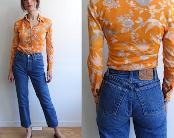 Vintage 80s  Levi 501 Juniors Jeans/ 1980s High Waisted Button Fly Cropped Denim/ Size XXS 25