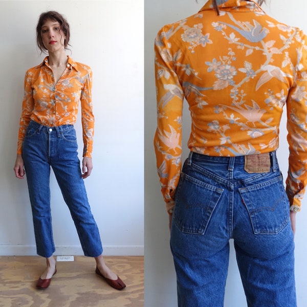 Vintage 80s  Levi 501 Juniors Jeans/ 1980s High Waisted Button Fly Cropped Denim/ Size XXS 25