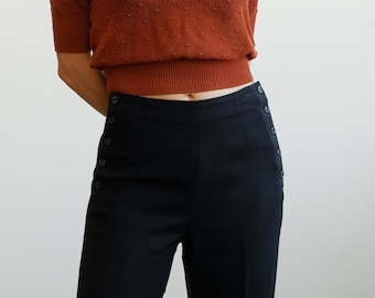 Vintage Yumi Mazao Side Button Wide Leg Pants/Size Small