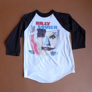 Vintage 1984 Billy Squier Tour Baseball T/ 80s Rock Band Raglan Shirt/ Signs of Life/ Size Medium Large