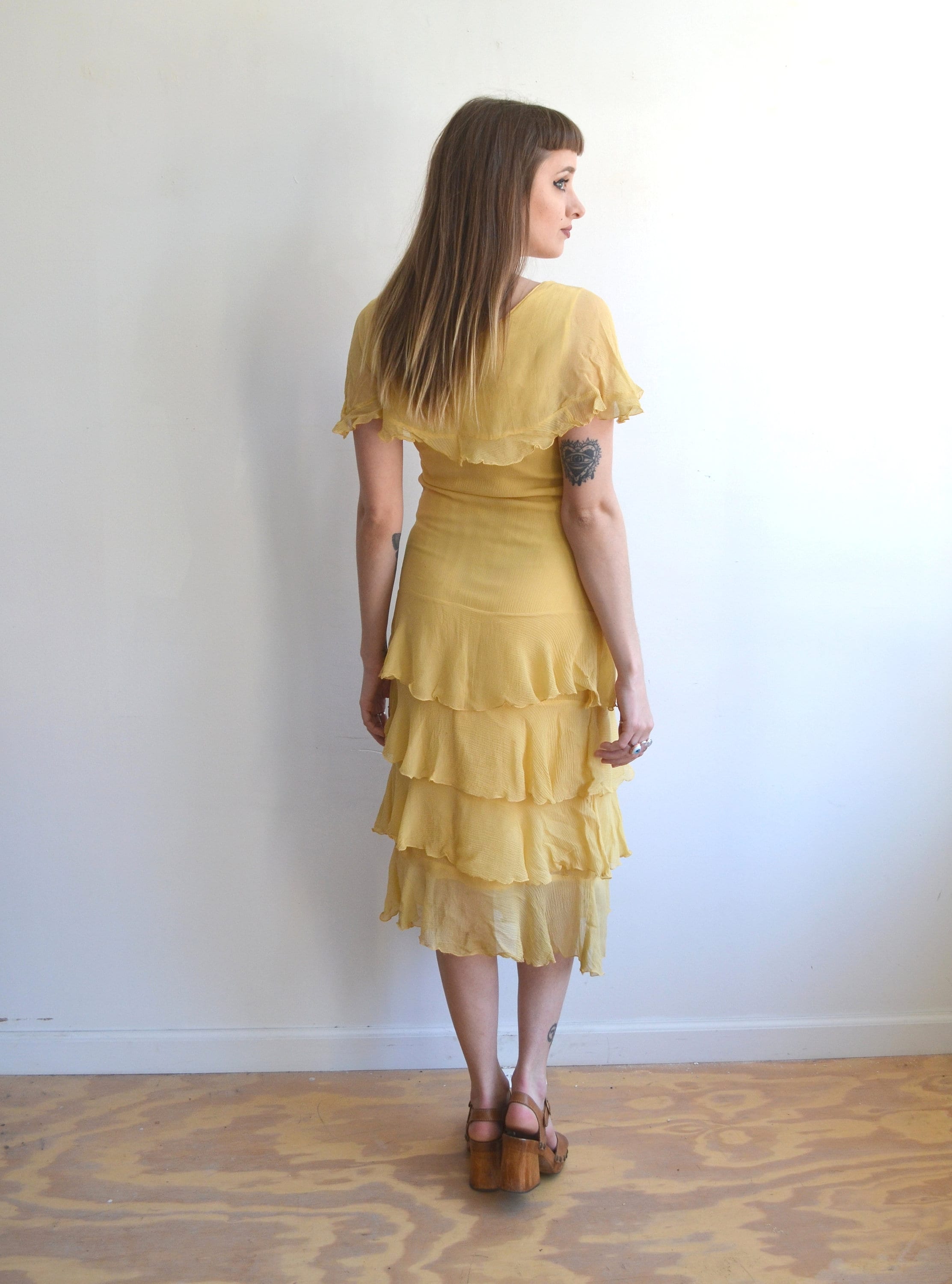 1920s clearance yellow dress