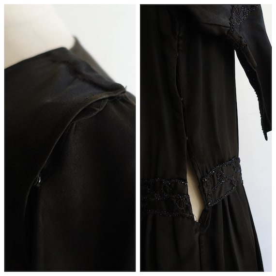 1920s Black Beaded Gown/ 20s Deco Flapper Drop Wa… - image 10