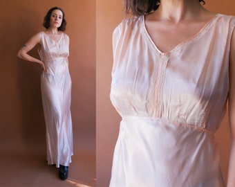 Vintage 40s Pink Bias Cut Rayon Slip Dress/ Size Medium