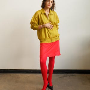 Vintage 70s Sheer Chartreuse Green Jacket/ Size Large