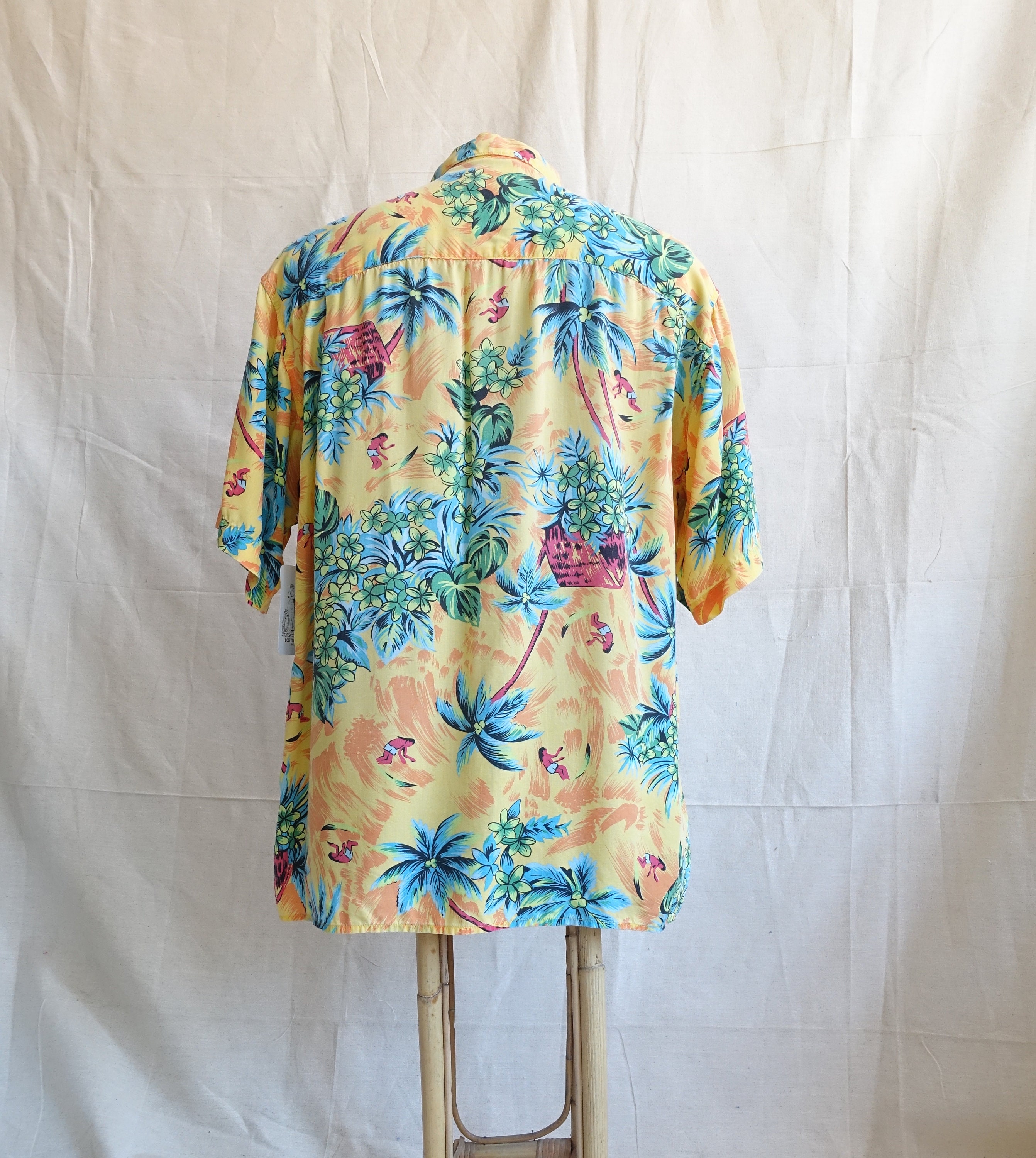 Vintage 90s Rayon Hawaiian Shirt/ 1990s GAP Surfer Palm Tree | Etsy