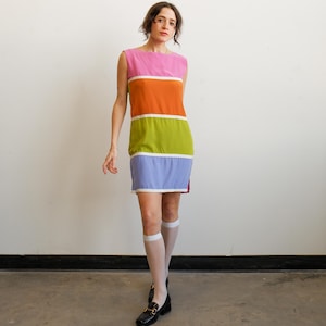 90s color block dress Timely Trends Dress Color Block Button Detail Vintage 80s 90s Size Small