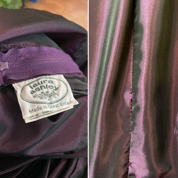 Vintage 80s Laura Ashley Eggplant Taffeta Puff Sl… - image 8