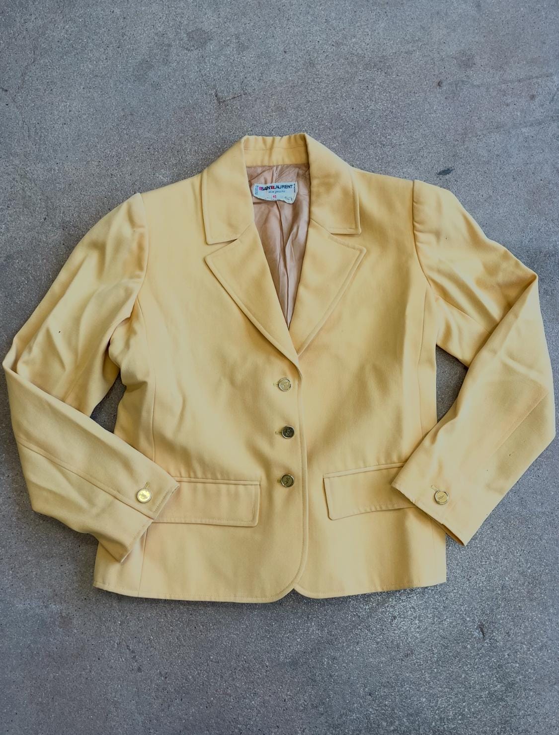 Vintage 80s Yves Saint Laurent Yellow Blazer Jacket/ 1980s YSL