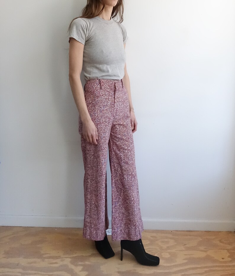 Vintage 70s Static Print Trousers/ 1970s Wide Leg Bell Bottom | Etsy