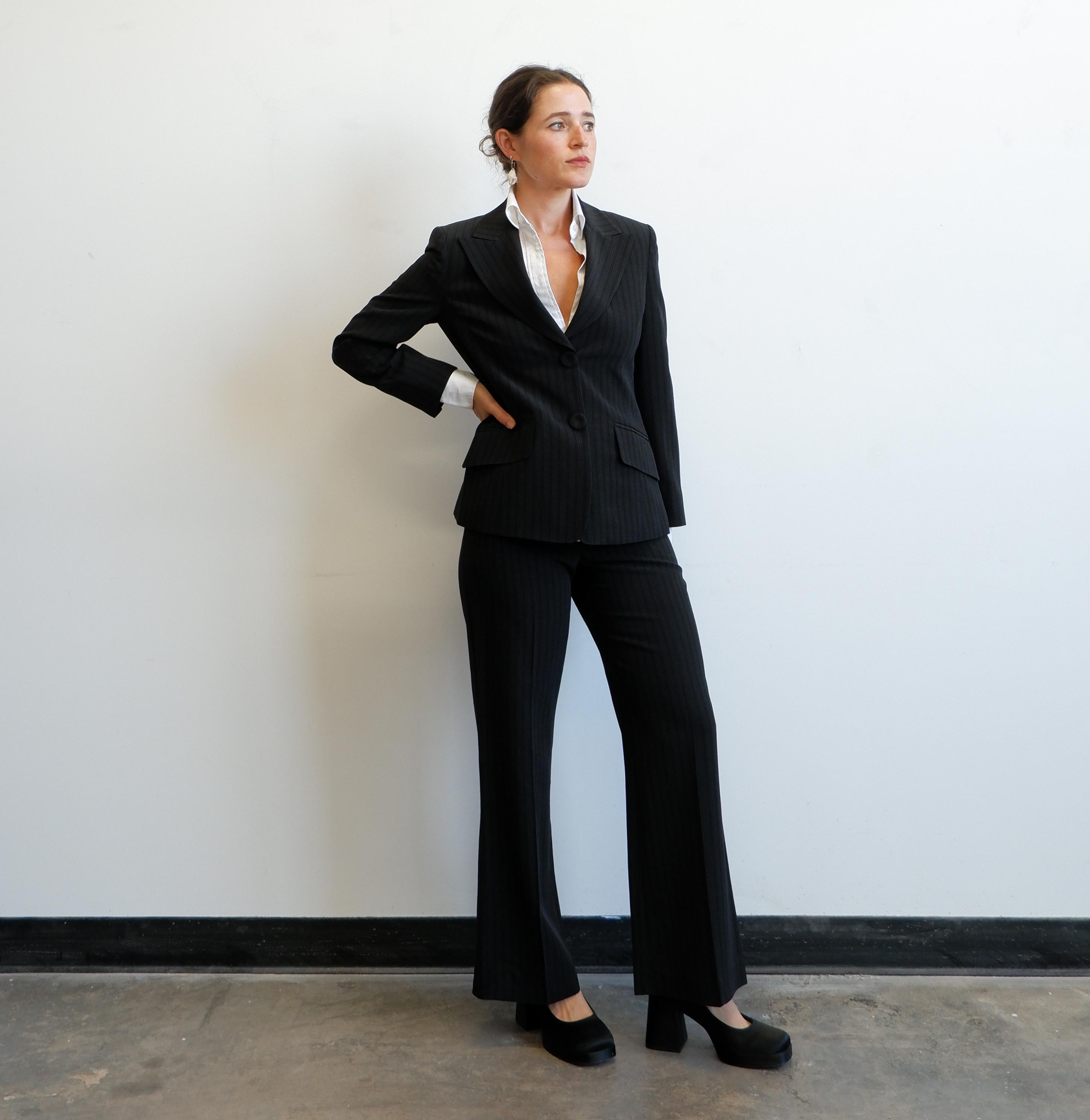 Pinstripe Pant Suit Black Women - Etsy display picture 1