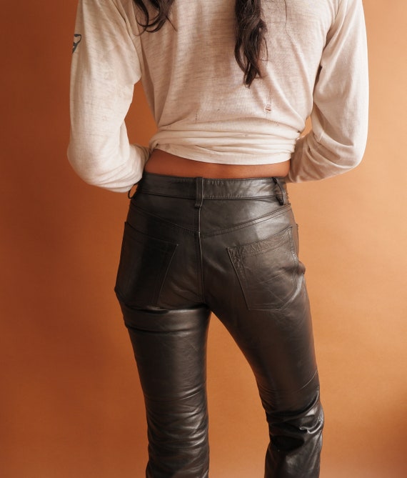 Pantalon en cuir taille basse vintage des annees 90 taille XS Etsy France