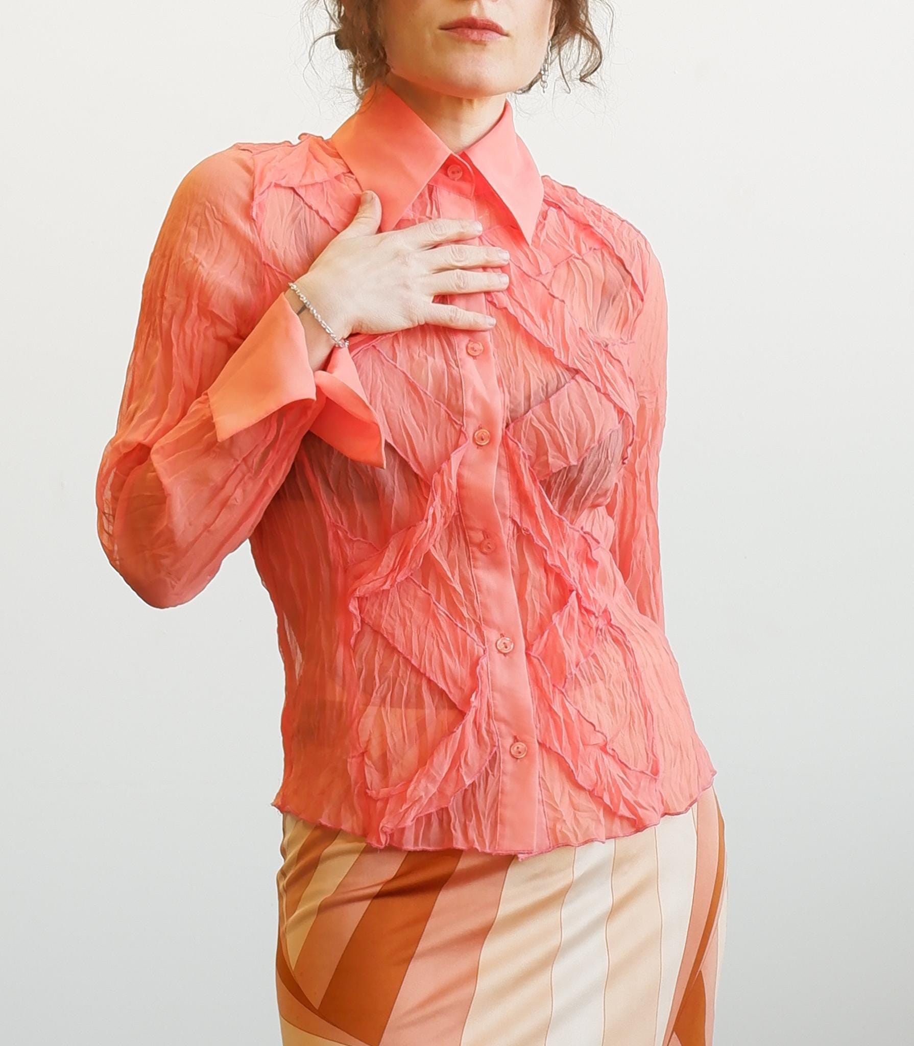 Sheer Crinkle Blouse - Etsy