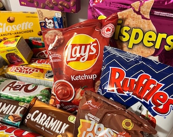 The Ultimate CANADIAN Snack Box, Made in Canada Chocolate, Ketchup Chips, Birthday Gift for Girlfriend, Christmas Gift
