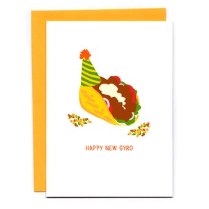 Funny Gyro New Year Card: Greek Food Pun Holiday Card