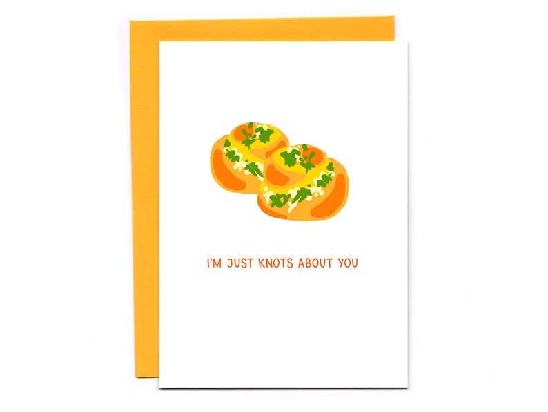 I'm just knots about you  funny love card  pizza pun  image 1