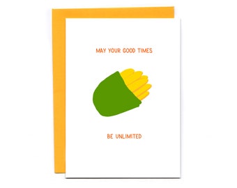 May Your Good Times Be Unlimited  - funny wedding card -  breadsticks - carb life
