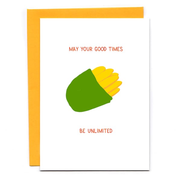 May Your Good Times Be Unlimited  - funny wedding card -  breadsticks - carb life